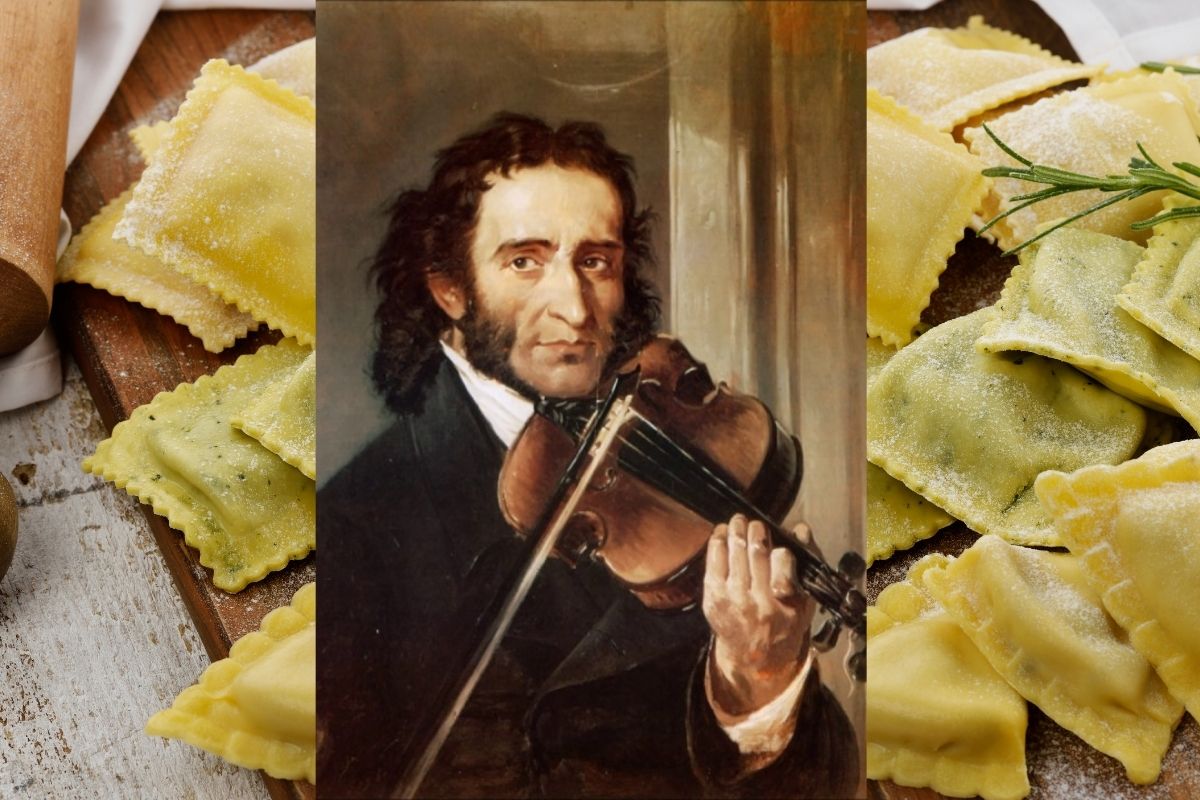 Niccolo Paganini Violinista italiano e uma porção de raviolli